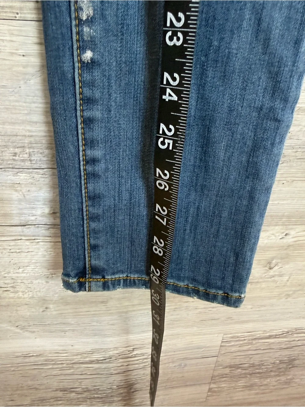 Tory Burch Legging Jeans Size 28 Medium Wash Studded Paint Splatter Denim